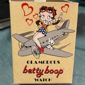 Betty Boop Glamorous watch. Box with Red Accents for storage.  Circa 2004.